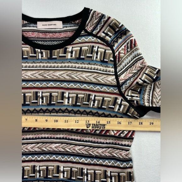 Aldo Martins Geometric Knit Sweater Women’s Small/Medium Boho Patterned Top - Picture 7 of 8